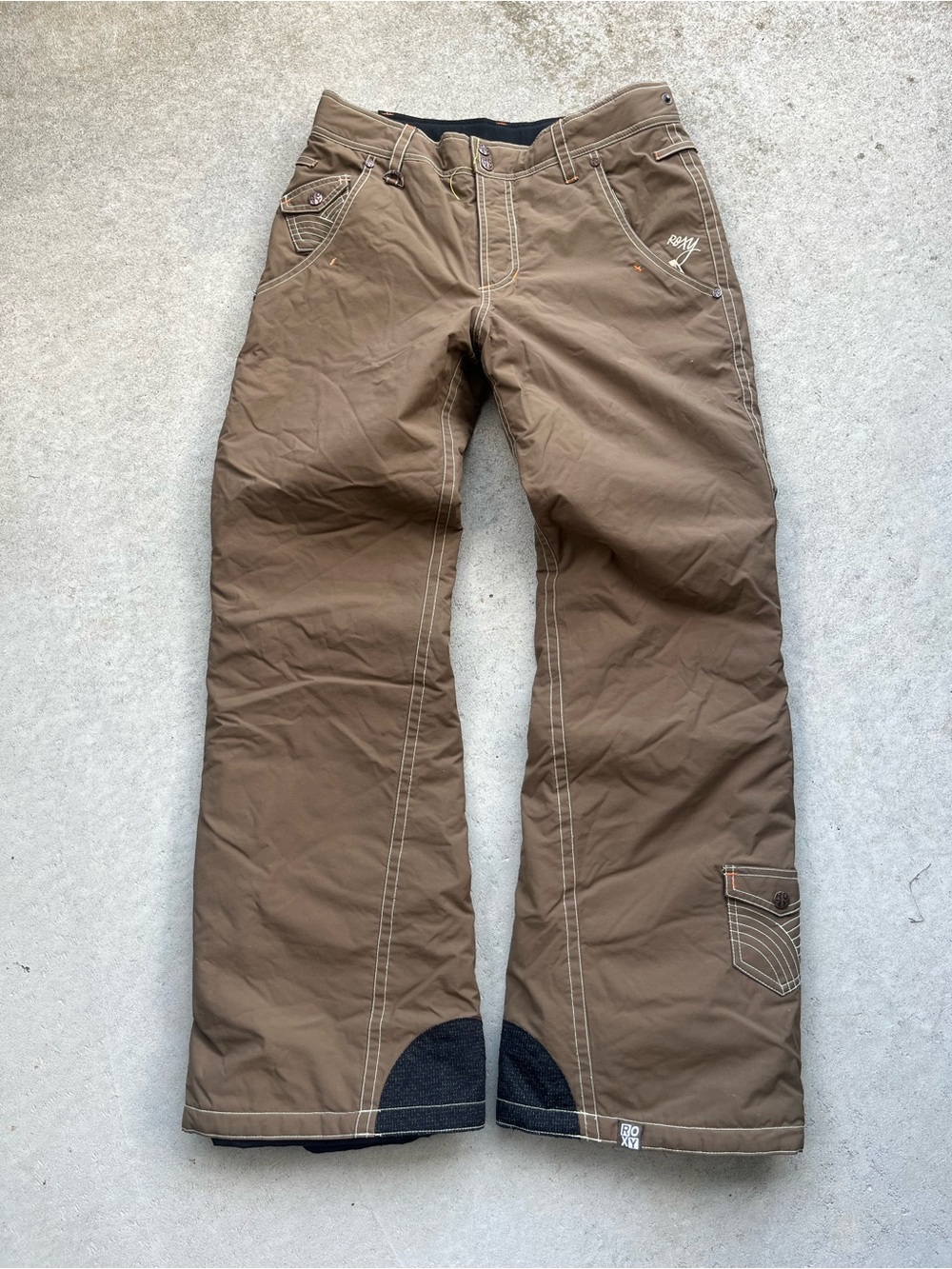 Roxy Men’s Brown Cargo Snow Pants with Reinforced Cuffs